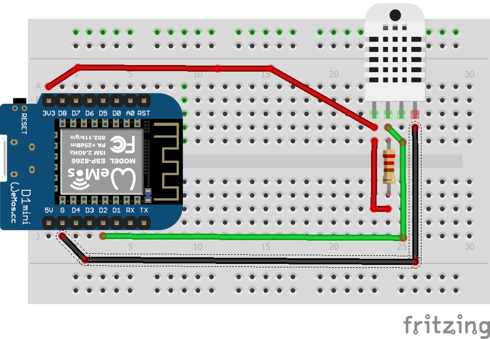 ESP8266 D1 Mini DHT22 Temperature and Humidity Monitor