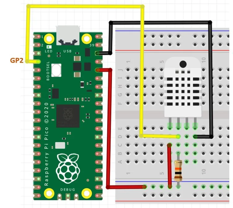 Raspberry Pi Pico W DHT22 Temperature and Humidity Monitor