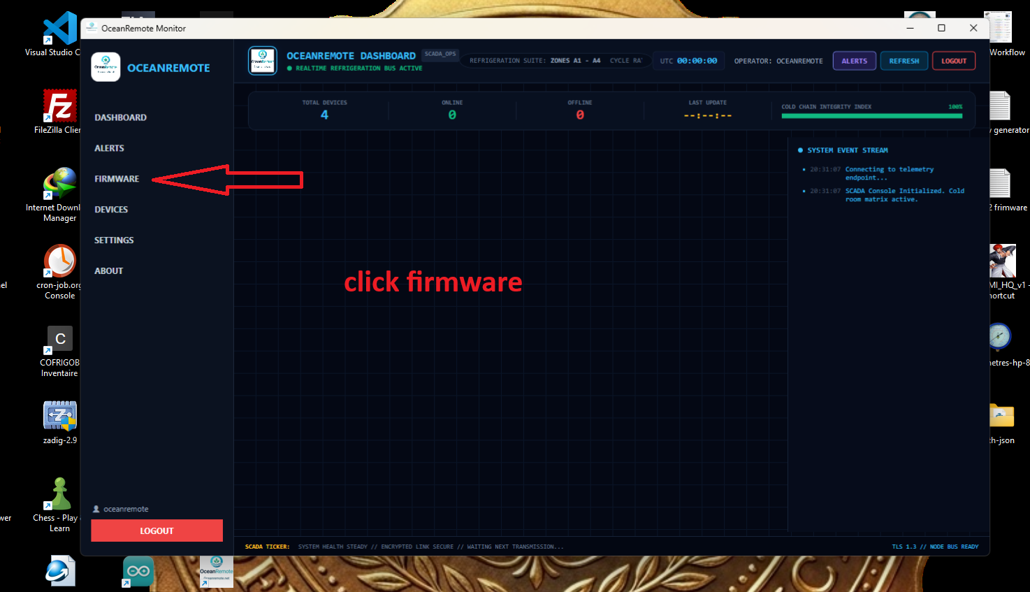 Firmware menu